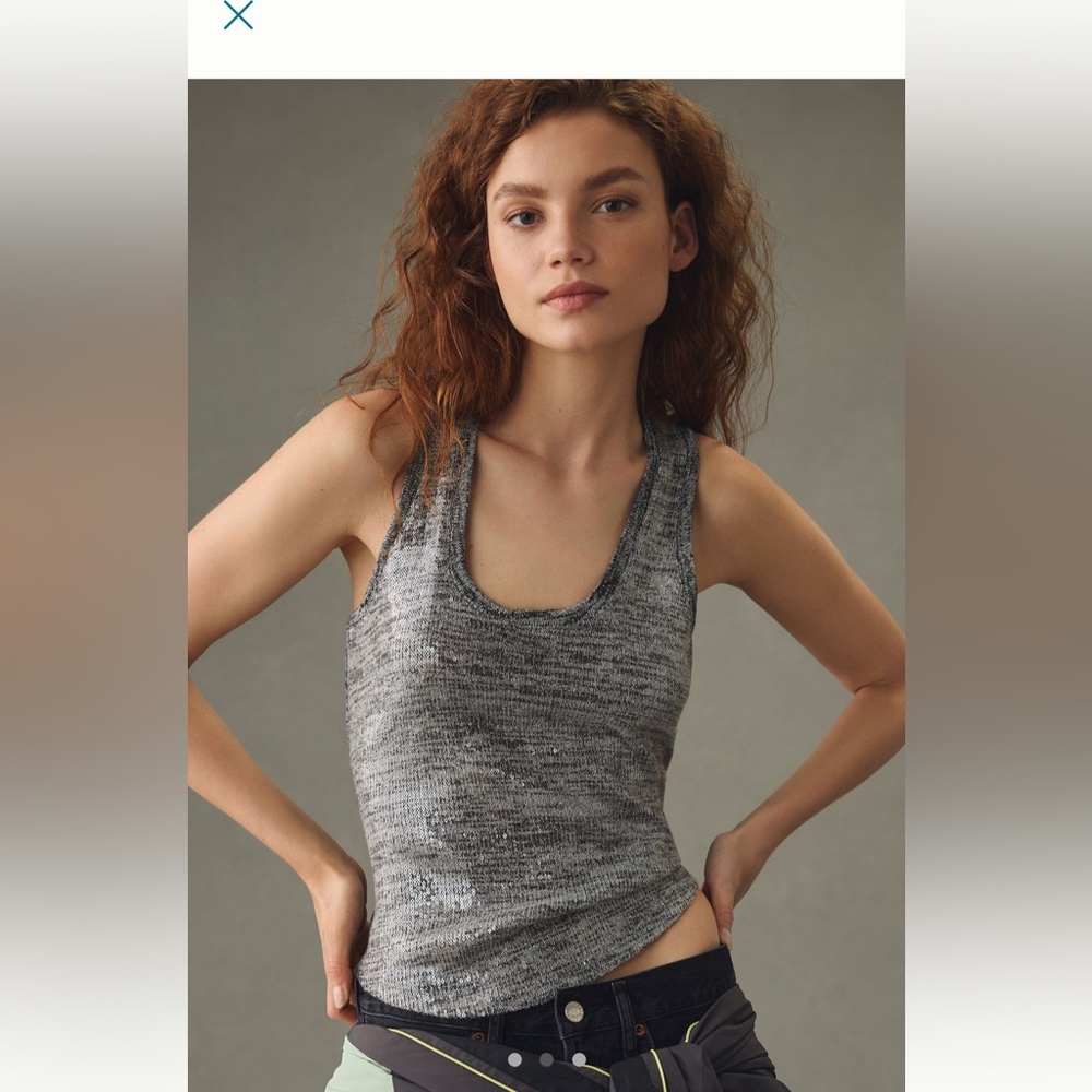 Anthropologie pilcro sequin scoop tank silver